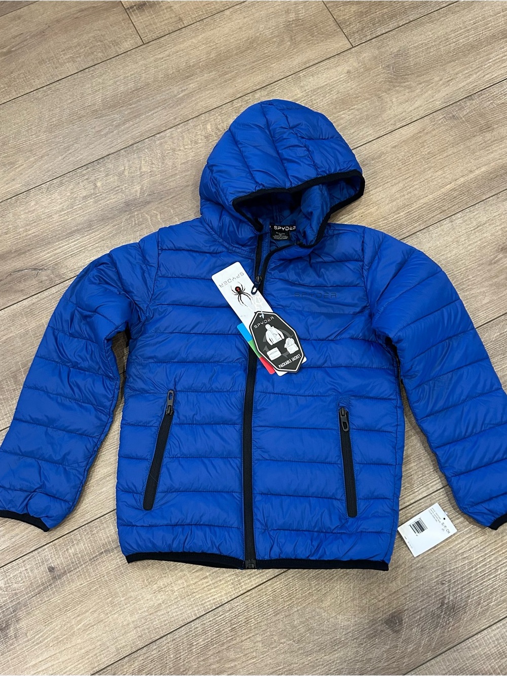 Spyder Kids Royal Blue Hooded Puffer Jacket